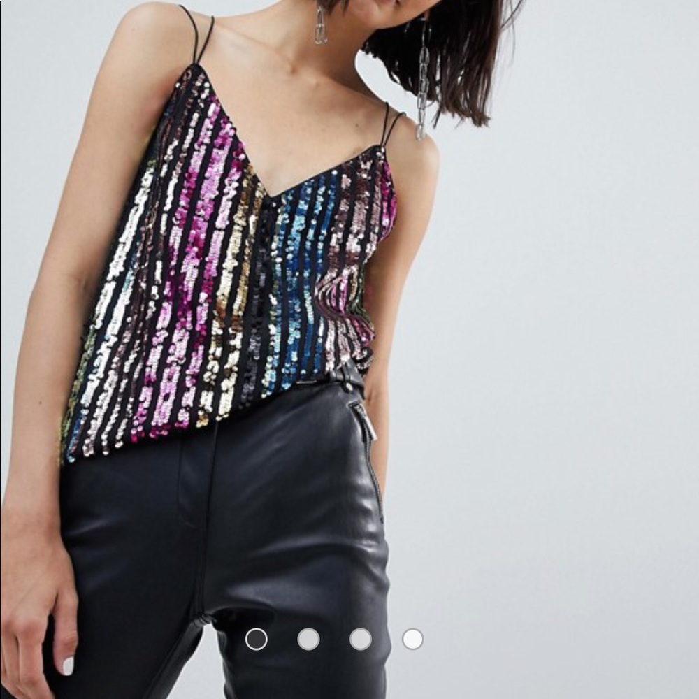 ASOS DESIGN sequin cami with strap detail rainbow